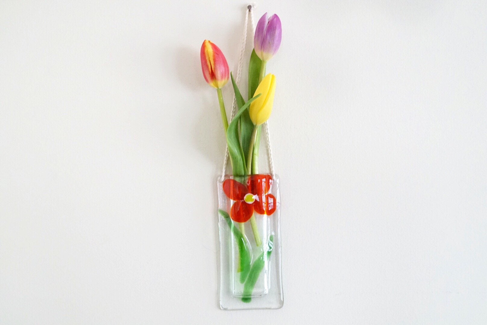 Glass Flower Pocket Fused Wall Vase Hanging Zoom