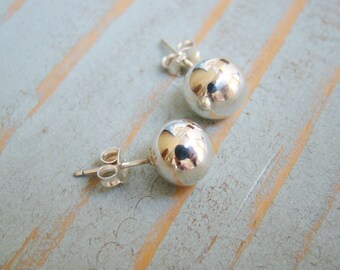 10mm Ball Stud Earrings , Valentine's Gift , Sterling Silver Ball Studs , Minimalist Jewelry , 8mm 6mm 4mm