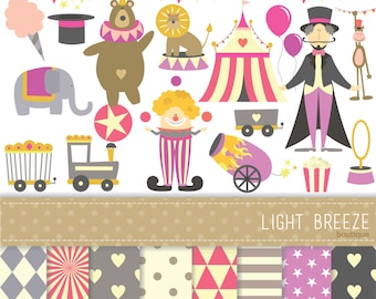 Circus Big Clipart - Vector & Digital Scrapbooking Papers Set - Instant Download - Personal and Commercial Use