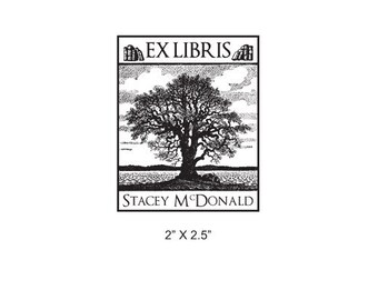 Old Oak Tree Personalized Ex Libris Library Rubber Stamp I33