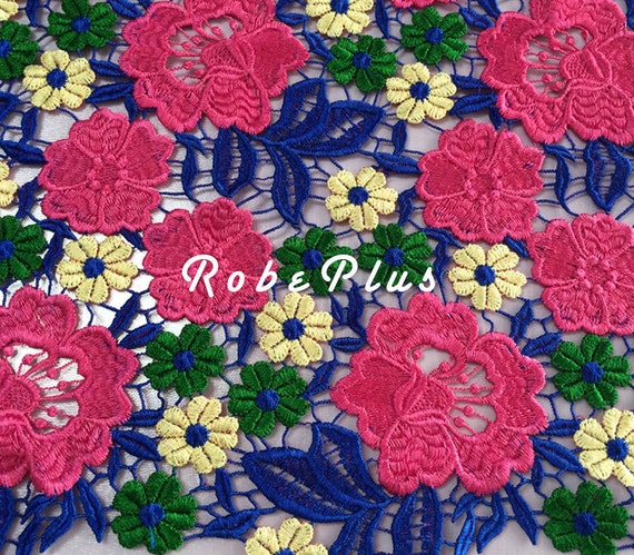 Download Multi Color Lace Fabric Floral Embroidery Lace Fabric