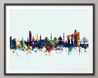 Copenhagen Skyline, Copenhagen Denmark Cityscape Art Print (2856)