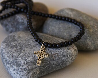 necklace or bracelet with ebony wood beads