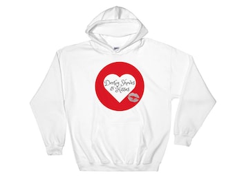 Roller Derby Shoves and Kisses Heart Lips Logo Hooded Sweatshirt Small Medium Large XL 2X 3X 4X