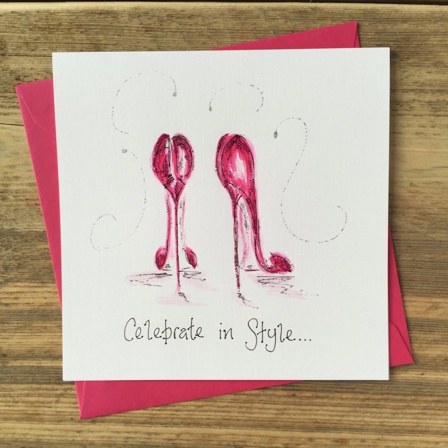 Heeled Shoes Greeting card Personalised and extra sparkly