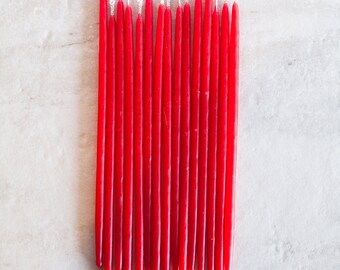 6 Inch Hand Dipped Beeswax Birthday Candles // Cherry Red