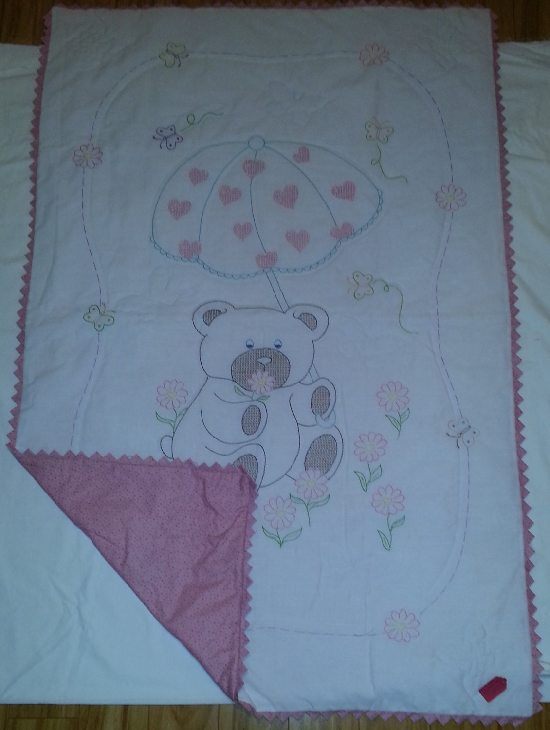 Hand Embroidery Teddy Bear Baby Quilt