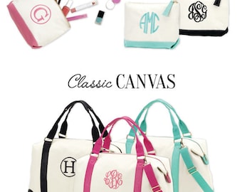 Monogram Weekender Bag, Personalized Bridesmaid Gift, Overnight Bag, Bridesmaid Tote Bag, Canvas Bag, Embroidered Duffel Bag
