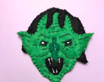 Goblin monster hand sewn felt patch