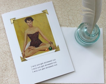 Christmas Card Funny Yoga Mantra I Will Not Get Stressed Out a Sassy Saying