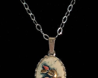 Pomegranate silver and ceramic pendant