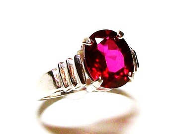 Red topaz, red topaz ring, solitaire ring, red, s7 "Stephanie's"