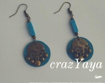 Leather and metal earrings
