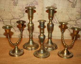 Brass Candlesticks - set of 5 - item #2476