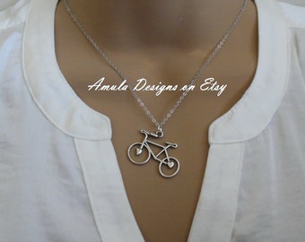 Antique Silver Bicycle Necklace