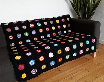 Crochet Blanket Granny Square Blanket Crochet Afghan Blanket Colorful Throw Blanket Boho Blanket FREE SHIPPING