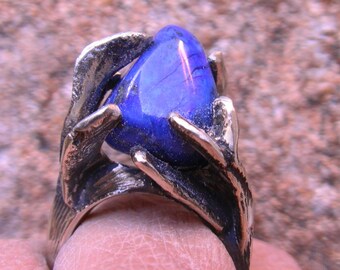 Lapis lazuli cast silver ring