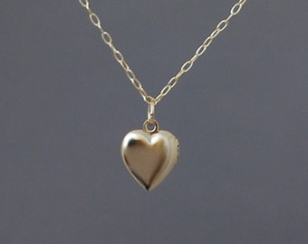 Tiny Gold Heart Locket Necklace