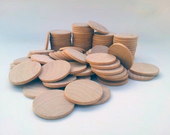 Qty of 100 / 1.5" Wooden Circles Round Discs - 1/8" thick - Wedding Favors DIY Unfinished Ready to Paint