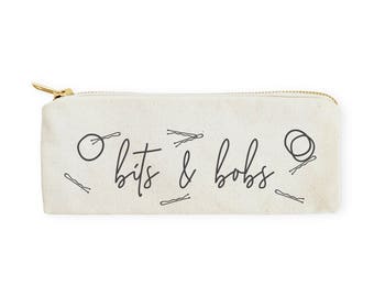 Bits & Bobs Cotton Canvas Pencil Case and Travel Pouch for Back to School, Supplies, Teen Gifts, Zipper Pouch, Makeup Bag, DIY, Cosmetic Bag