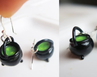 Witches Cauldron Earrings - food jewelry, halloween jewelry , halloween earrings
