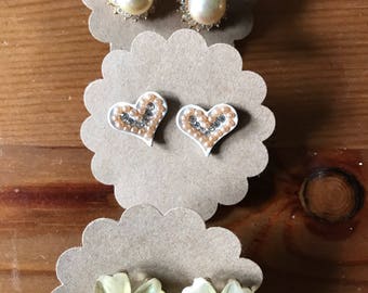 Three vintage stud earrings