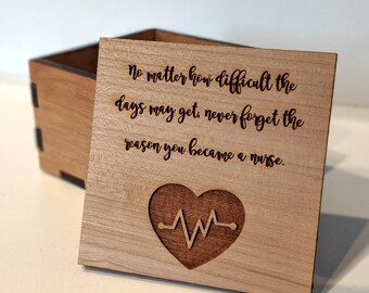 Heartbeat EKG Box/Became A Nurse Quote/Laser Cut Wooden Box/Gifts for Nurses/Nurse's Week Gift/Graduation Gift/Free Engraving