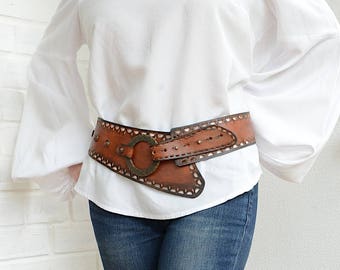 Wide leather belt Womens leather belt Wide belt Bohemian hip belt Womens belt Boho belt Dress belt Western leather belt Plus size available