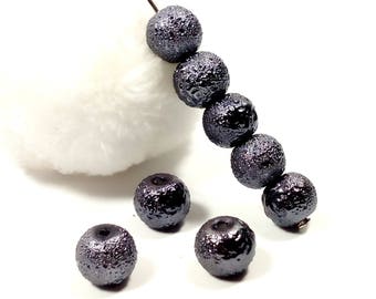 Granite Gray 8 mm glass beads 40