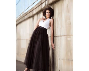 The Black Tulle Maxi Skirt Full/Floor Length Made to Measure