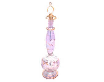 8' Glass Perfume Bottle, Egyptian Glass Perfume Vial, Ornate Gold Perfume Bottle, Hand Blown Glass Perfume Bottle, Genie Perfume Bottle