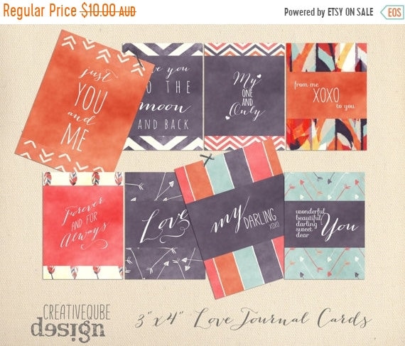 70% OFF Sale 3" x 4" Digital Love Quotes Printable Journaling cards for Scrapbook, blogs, invitations, wedding photos