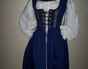 Cotton Renaissance dress gown pirate wench costume includes chemise choice of color