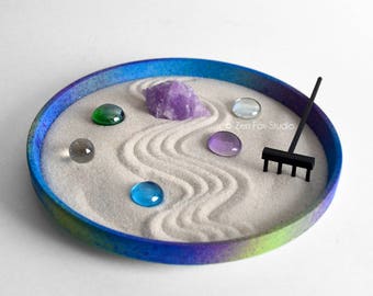 Fidget Toy // Mermaid Gem Zen Garden // Amethyst Quartz Crystal // DIY Kit // Meditation // Office Gifts Ocean Sand Garden // Stress Relief