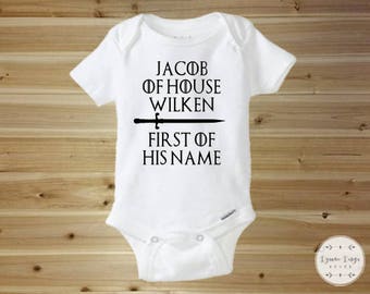 Game of Thrones, First of His Name, Baby Onesie, Custom Onesie, Game of Thrones Gift, Baby Shower Gift, Funny Baby Onesie, GOT Onesie, Baby