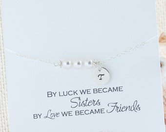 Sister in law Wedding Gift, New Sister In Law Gift, Sister In Law Wedding Gift, Personalized Pearl Bracelet, Maid of Honor Gift Sister