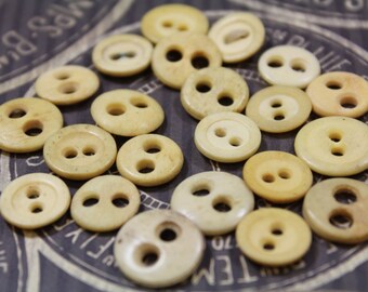 Antique Bone Buttons 22 Underwear Bone Button Two Hole 1930's Bone Buttons