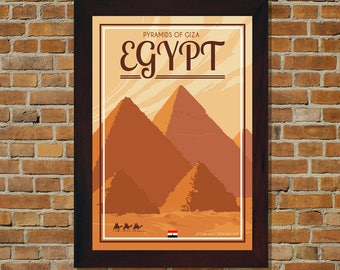 Egypt Pyramids Of Giza - Vintage Travel Poster