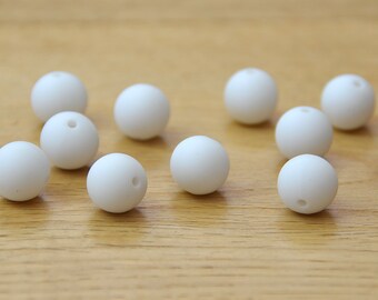 White 15mm Round Silicone beads, 10 pack