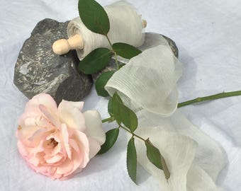 Plant-dyed silk georgette ribbon 5m - Ivory