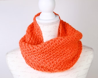 Knitted Scarf, Orange neckwarmer,neckwarmer cowl