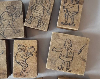 Antique Wood Block Stamp Set of 20