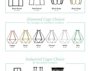 Cage Only Add on - Lamp Guard - Bulb Guard - Industrial Pendant Light - Lamp shade - Diamond Cage - Geometric pendant shade