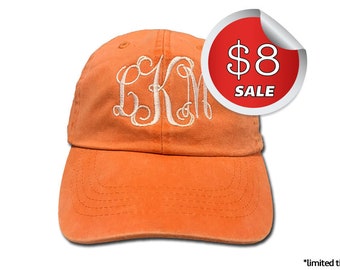 Monogram Hat on SALE - Baseball Cap - PD Tangerine Color Hat Only