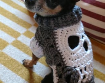 PATTERN 2 patterns in one. Make your own Skull sm/xs Dog Sweater Jacket Scarf or Any pet clothes from a Square motif crochet DIY Tutorial