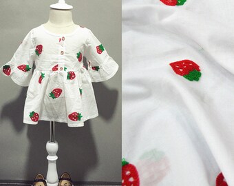 Strawberry Cotton Kid Fabric Embroidery Fabric 04102