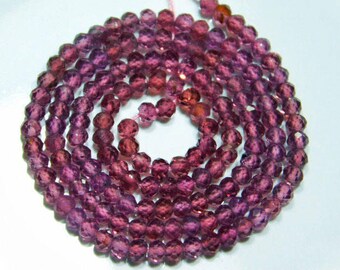 2 Strand Natural Pink Rhodolite Garnet Faceted Rondelle Gemstone Beads 13" 3mm - Jewelry Making