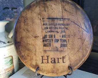 Authentic Jack Daniels whiskey barrel head - last name personalized.