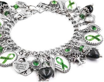 Mental Health Awareness Bracelet, Mental Health Jewelry, Green Awareness Ribbon, Mental Health Bracelet, Mental Illness Bracelet