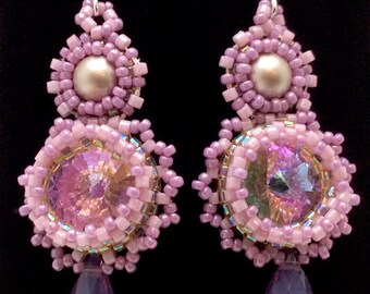 Crystal Bezel Earrings with Briolette